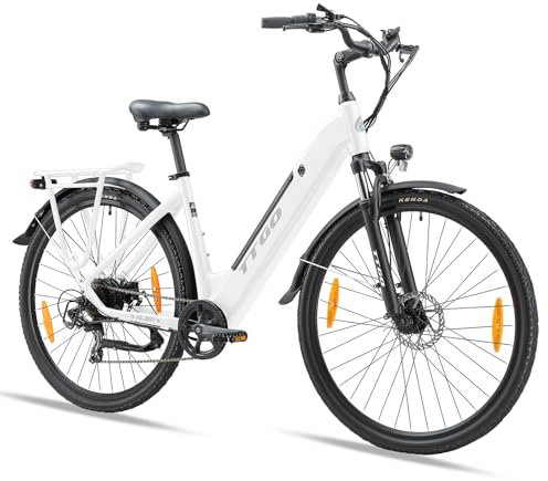 ttgo E Bike 28 Zoll, Elektrofahrrad für Herren Damen mit 36V 20Ah Akku und 250W Motor, Reichweite bis 110 km, Leichtes Aluminium E-Citybike für Alltag & Freizeit, C3 (Weiß)