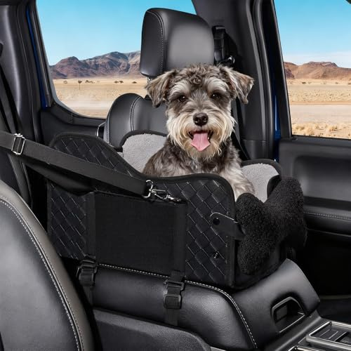 Siège auto pour chiens de petite et moyenne taille, siège auto antidérapant avec ceinture de sécurité, lavable, coussin doux pour chien avec poches latérales, couleur