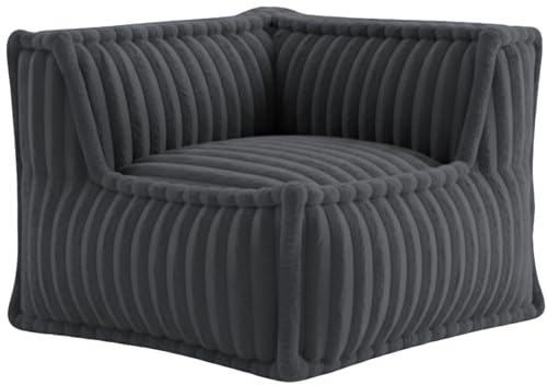 Bananair - Pouf Salon & Chambre - Bean Bag Compressé en Fourrure Synthétique Douce avec Rembourrage Mousse - Fauteuil Pouf d’Angle - Boneless Couch Confortable et Élégant (Gris Foncé)