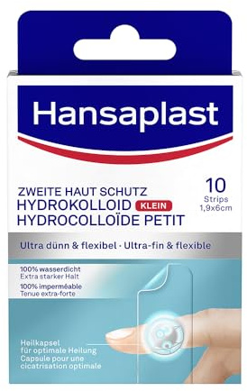 Hansaplast andra hudskyddsplaster små (10 remsor), 100% vattentätt hydrokolloidplåster, ultratunt och flexibelt fingerplåster med extra starkt grepp
