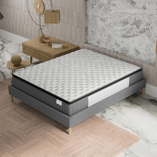 NOVEMBER Matelas Elekctra 160x200cm- Épaisseur 30cm- Hybride: Ressorts ensachés+Mousse Mémoire de Forme - Soutien Tonique & indépendance de Couchage-Label SANITIZED(Anti bactérien/acarien)