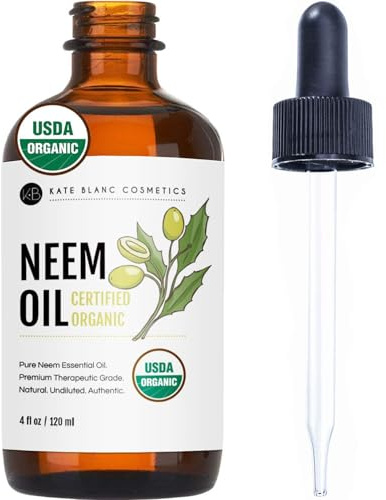 Kate Blanc Cosmetics Neem Oil for Skin, Hair & Face. Safe for Dog, Plants, Scalp (4oz, Organic, Cold Pressed, Concentrate)