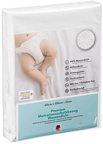 Luxusfeder - Matratzenschutz wasserdicht 60x120 cm - Matratzenschoner Öko-Tex - Bester Nässeschutz - SiShield® Hygieneschutz optimal für Allergiker - atmungsaktiv