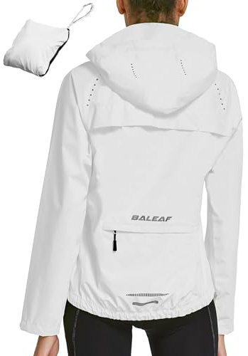 baleaf Waterproof Jackets Women Cycling Jacket Womens Lightweight Outdoor Rain Coats Packable Running Windproof Walking White S