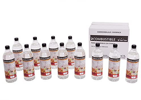 LiQ-Wood Purline - 12 bottiglie da 1 litro di combustibile liquido naturale con aroma legno per caminetti a etanolo