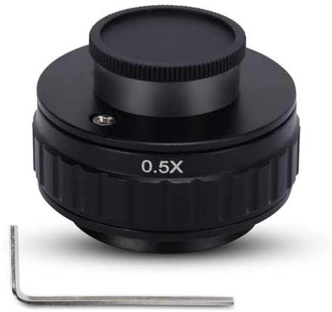 Nimomo Adattatore per Microscopio, 0.5X Adattatore Innesto C per Microscopio Adattatori Lenti per Obiettivo, 38mm CTV Adattatori per Montaggio a C per Microscopios Stereo Trinoculare, CCD