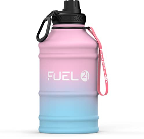 Fuel24 1.3L/2.2L Water Bottle Metal - STRONG, Drop & Leakproof BPA free 1L 2L Stainless Steel (2 Litre) - Large Gym Bottles for Men, Sports Water Bottle, Travel, Hiking Water Bottle