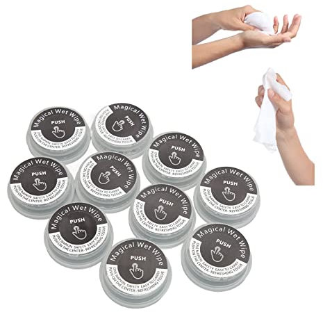 Toallitas Húmedas de un Solo Uso de 10 Uds., Toallitas Húmedas Comprimidas Individuales Portátiles Desechables para Viajes Al Aire Libre-tipo de Prensa