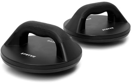 STRYVE Push-Up 360 – Rotierende Liegestützgriffe für effektives Ganzkörpertraining, rutschfest & flexibel – Abnehmbarer Aufsatz für instabile Liegestütze, 360° drehbar, Unisex, Schwarz