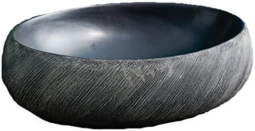 SONAXO Resin Washbasin, Natural Stone Oval Built-in Vintage Washbasin Sink Ceramic Container Hotel Splash-proof Washbasin for Bathroom