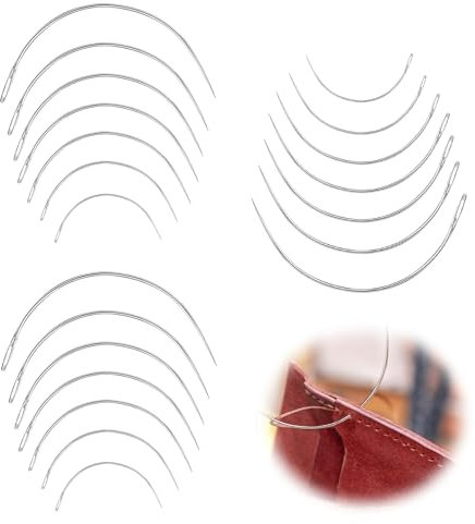 21 Pièces Aiguilles Courbé Outils,Aiguille Courbe,Toile Aiguilles,Aiguilles Courbées à Coudre Main,Aiguilles à Coudre Incurvées,Epingles à Perruque en Forme de C,Pour la Couture,Réparation Tapis,Cuir