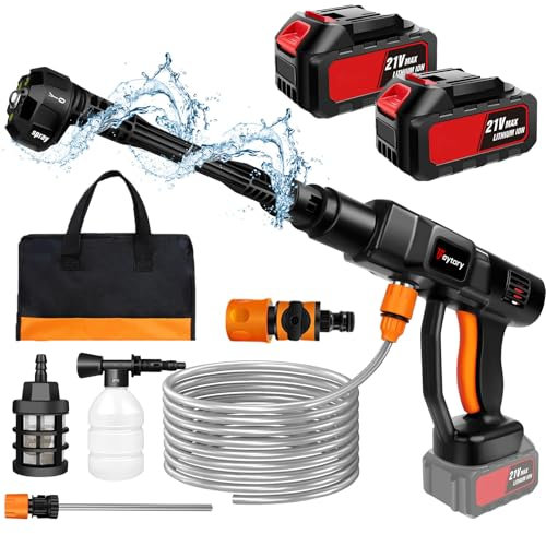 Cordless Pressure Washer,21V 45 Bar/652 PSI Portable Pressure Washer with 2PCS 3.0Ah Battery,6-in-1 Adjustable Nozzle,5m Hose Pressure Cleaner for Car/Floor/Garden Cleaning & Watering