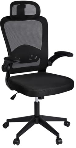 T-LOVENDO.ES Silla de Oficina Ergonómica, de Escritorio, Ejecutiva, Giratoria con Ruedas, de Juegos de Malla Transpirable, con Reposacabezas y Apoyabrazos Ajustable, Soporte Lumbar para Oficina, Casa