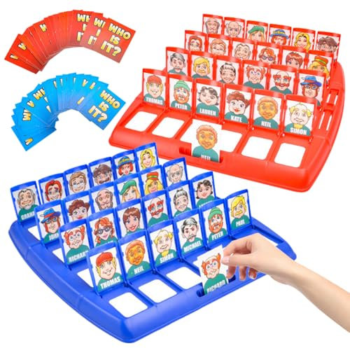 Vem är det Spel, roligt gissningsspel, brädspel, bärbart gissningsspel för barn 6 år, 2 spelare, skrivbord fritidsaktivitet för familj