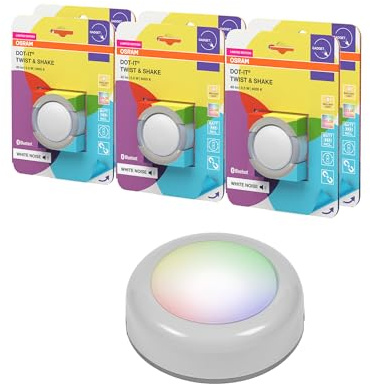 Osram SMART+ DOT-IT TWIST & SHAKE, smartes mobiles Nachtlicht oder Kinderlicht mit 16 Mio RGB Farben, steuerbar über Druck & Rotation oder App, magnetisch, Schlaffunktion mit Ambientgeräuschen, 6er