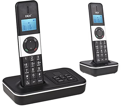 ACAGALA D1002 TAM-D Schnurloses Telefon mit 2 Mobilteilen und Anrufbeantworter Anrufer-ID/Anklopfen 1,6-Zoll-LCD-Display mit 3 Zeilen Wiederaufladbare Batterien Unterstützt 16 Sprachen für