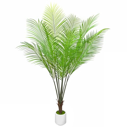 Piante Artificiali, 160cm Palma Artificiale Phoenix, con Bacino Bianco Interno ed Esterno Decorazioni per Ufficio, Negozio, Appartamento e Feste, Camera da Letto Balcone, 1 pezzo