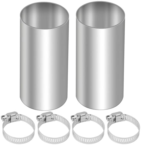 Editbar Pack of 2 Exhaust Pipe Connector for Auxiliary Heater, Extension Pipe Made of Stainless Steel with 4 Clamps, 24 mm Pipe Connector, Exhaust Pipe, Auxiliary Heater Stump, for Diesel Air Heating
