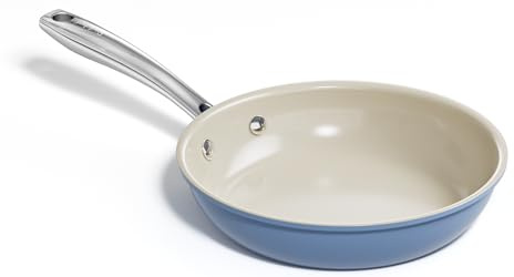 Redchef Keramiska pannor med nonstickbeläggning, 20 cm, med nonstickbeläggning av aluminium, induktionspannor för alla spishällar, utan PTFE, PFAS och PFOA, ugnsäkra, blå