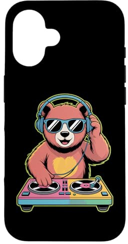 DJ Animal Ours Tourne Disque Mélodie Coque pour iPhone 16
