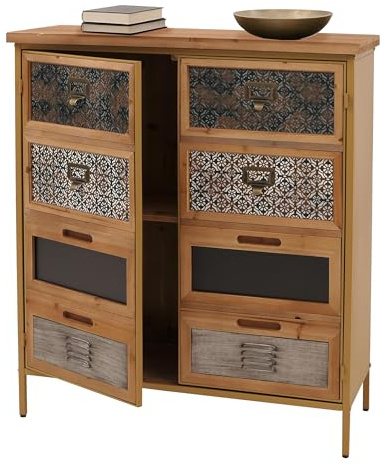 Mendler Commode de pharmacien HWC-O79 Aspect Vintage Shabby 94x80x35cm, Bleu