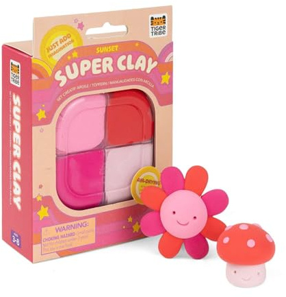 Tiger Tribe Super Clay Sunset | Pink & Red Air Dry Modelling Kit for Kids | Craft Set & Tools for 4+ Year Old Children | Art Gifts for Boys & Girls | Creative Activities for Imaginative Play