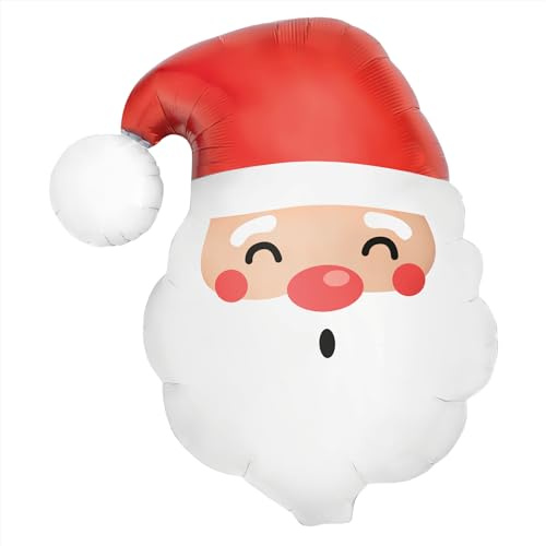 OH YEAH - Globo Foil Cabeza Papá Noel para Navidad - Tamaño XXL - 87 x 85 cm - Accesorios Árbol, Fiesta, Photocall y Eventos Festivos - Decoración Navideña - Regalo Único - Santa Claus - APTO HELIO