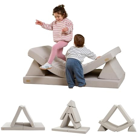 Baby Elegance Lil Elle Kids Sofa Bed, Modular 4-Piece Play Couch (Beige)