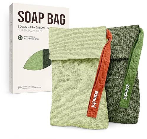 ZOMCHI Bolsa Jabon Solido para Jabón en Barra, Pack de 2, Verde Oliva