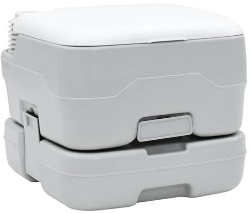 Generico Inodoro de camping gris y blanco 41,5 x 36,5 x 30 cm, baños de camping y urinarios portátiles, 42001425