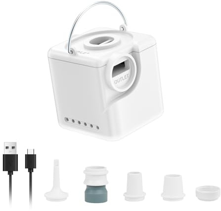JATEKA Gonfiatore Elettrico Portatile 3 in 1, Pompa Elettrica per Materasso Gonfiabile 4,5 kPa, Mini Pompa Ricaricabile, Gonfia e Sgonfia Materassi ad Aria, Salvagenti e Sacchetti Sottovuoto