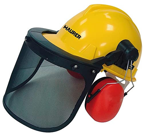 Casco Con Visera, Protector Facial De Rejilla y Protector Auditivo