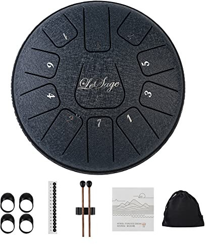 LeSage Stahlzunge, 15,2 cm, Handpfanne mit 11 Noten, Marineblau für Meditation und Entspannung, Klangheilungstherapie, mit Songheft