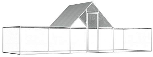 ZEYUAN Hühnerstall, Kaninchenstall, Legenester Für Hühner, Hühnerhaus, Hasenstall Draußen, 6x2x2 m Verzinkter Stahl