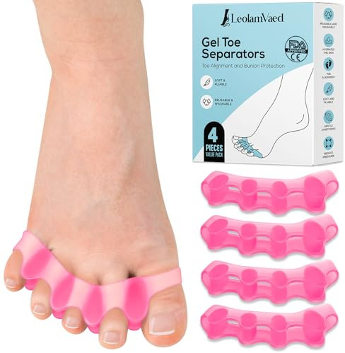 (4 Stück) Zehenspreizer Silikon für überlappende Zehen, Toe Spacer, Toe Separator, Zehentrenner Damen Herren zur Korrektur von Ballenzehen und Wiederherstellung der ursprünglichen Form der Zehen