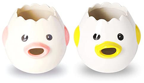Cangool Keramik-Ei-Trenner 2pcs, Eigelb und weiß Trenner niedlich Backen liefert kreative Küche Werkzeug (ein jeder in gelb und rosa)