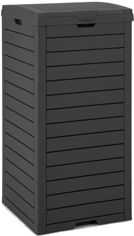 COSTWAY Cubo de Basura para Exterior, 118L Contenedor Con Tapa y Bandeja Líquida Extraíble, Bote de Resina, Impermeable de Doble Tapa, 40 x 40 x 86 cm (Negro)