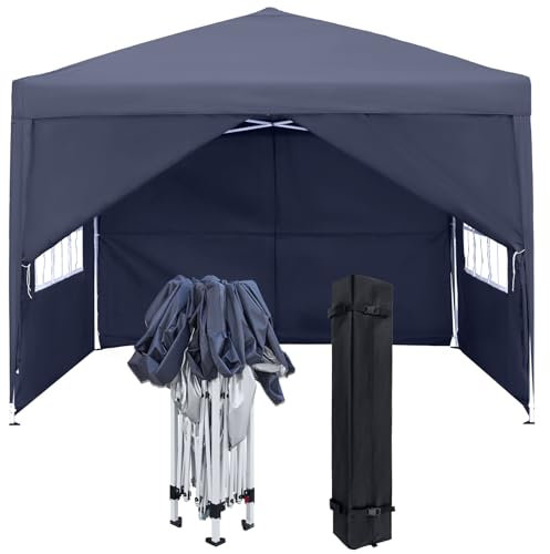 FIVMEN Carpa Plegable 3x3m con Paneles Laterales y Ventanas y Bolsa de Transporte Cenador Pabellón Protección UV Carpa para Fiestas Impermeable Gazebo Jardín Exterior Tipo B (Antracita)