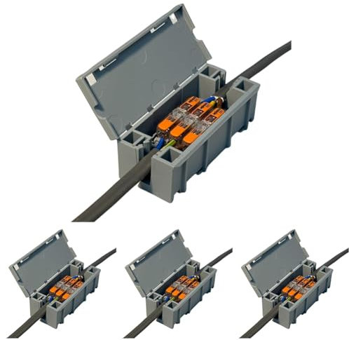 WAGO WAGOBOX Light Junction Box, Suitable for WAGO 221-2411, & 224 series, for Multicore Cables, max. 4 mm² Connectors, up to 24 Amp, 400 Volt, 207-3303, Grey, Pack of 4