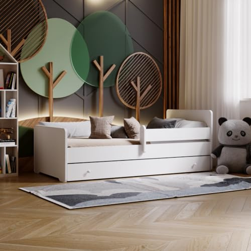 KOBI Kinderbett Max | 140x70 | mit Schublade, Matratze, Gestell | Bett für EIN Mädchen und einen Jungen | für Kinderzimmer | (140x70)