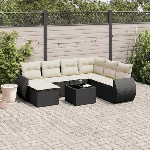 SECOLI Conjunto de muebles de jardín de ratán con espacio de almacenamiento, XXL, muebles de terraza, sofá de salón, grupo de asientos de ratán, muebles de esquina, juego de muebles de balcón, color