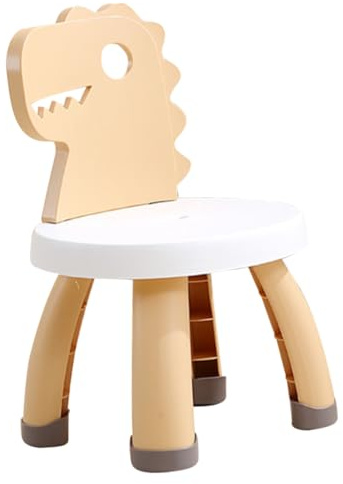 CIYODO Taburete Anticaída Para Niños Respaldo De Dinosaurio, Tamaño Mediano, Material Pp y Pvc, Seguro y Cómodo, Adecuado Para Aula y Hogar, Silla Infantil Amarilla Diseñada Para Aprendizaje y Lectura