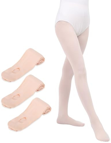 MYSSUCI Lot de 3 Collant Danse Classique Fille Femmes 90 Denier Legging Danse Fille avec Trous pour Ballet, Yoga, Gymnastique (Rose,XL)