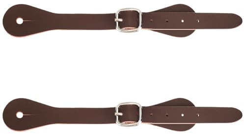 GORGECRAFT 2PCS Genuine Leather Spur Straps Saddle Brown 7-10 Inch Adjustable Single Ply Western Cowboy Boots Belt Detachable Buckle Shoelace Ankle Shoe Strap Band for Men Women Horse Riders