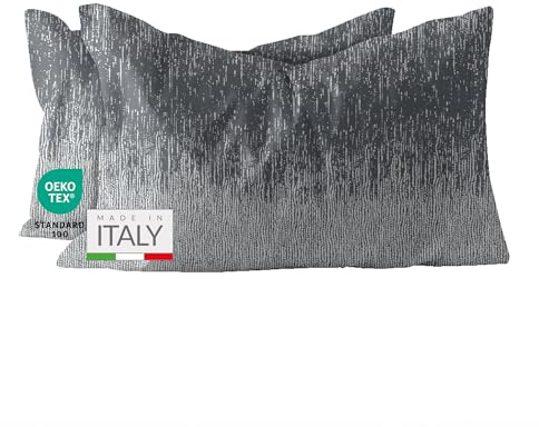 Dorian Home - Federe Cuscino Letto 50x80 Cotone 100% Puro, Morbido e Certificato, Coppia di 2 Federe Abbinate da Aggiungere al Set Copripiumino, Federa Cuscini 4 Stagioni con Comoda Patella di 18 cm