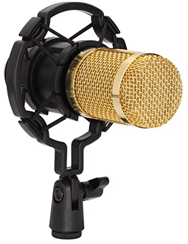 Annadue Gaming Condenser Mic, BM800 Broadcast Recording Microphone XLR to 3.5mm with Shock Mount, Studio Mic for Podcasting, Streaming, Recording,Enhanced (Black Gold)