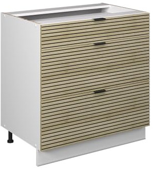 Vicco Küchenunterschrank Fame-Line, Eiche Paneel, 80 cm mit 3 Schubladen, ohne Arbeitsplatte