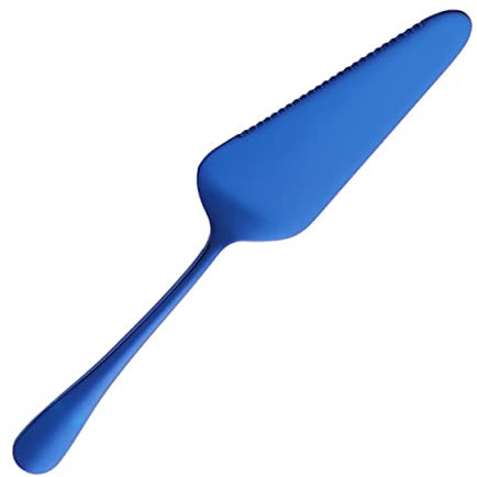 Cabilock Espátula De Pastel Inoxidable Diseño Ergonómico y Acabado Espejo Cuchara Serrada para Cortar Pizza y Pasteles Herramienta De Cocina Azul para Repostería y Decoración De Tartas