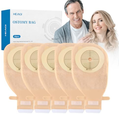 20 piezas bolsa de colostomía suministros para ostomía, bolsa de colostomía drenable de una sola pieza con cierre de gancho y hebilla, para cuidado de ostomía ileostomía, corte a la cintura (15-70 mm)