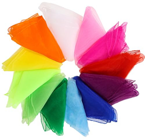 OOTSR 12 Stück Jongliertücher, 70 * 70cm Bunte Tücher, Bunt Square Jongliertücher für Kindergarten Kindershow & Erwachsene Ktivitäten Zubehör Dekoration, Tanztücher, Jonglieren, Sensorisches, Zirkus